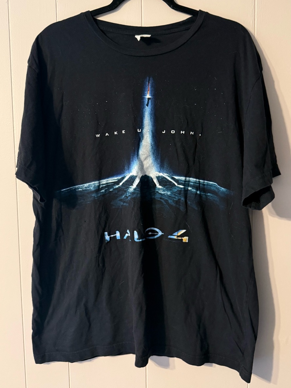 Vintage 2012 Halo 4 Wake Up John Graphic T-Shirt Black Xbox 360 Gaming Tee